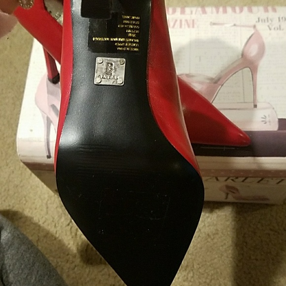 Bakers red leather pointed heels 7.5 - Picture 3 of 7
